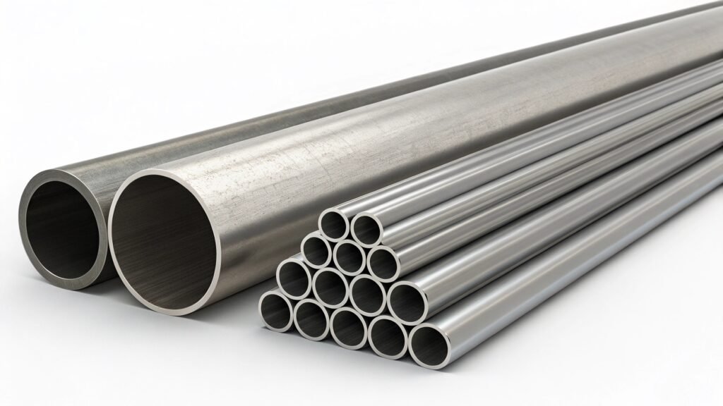 A side-by-side comparison infographic of aluminum vs steel pipe costs